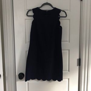 Jcrew navy blue scalloped dress